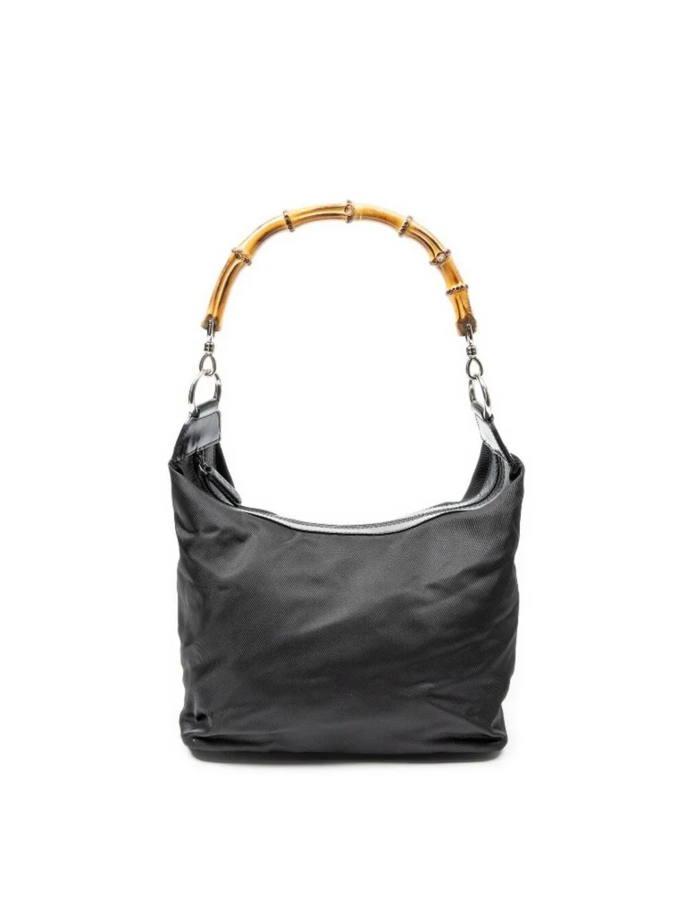 Gucci Bamboo Hobo Black Nylon Canvas